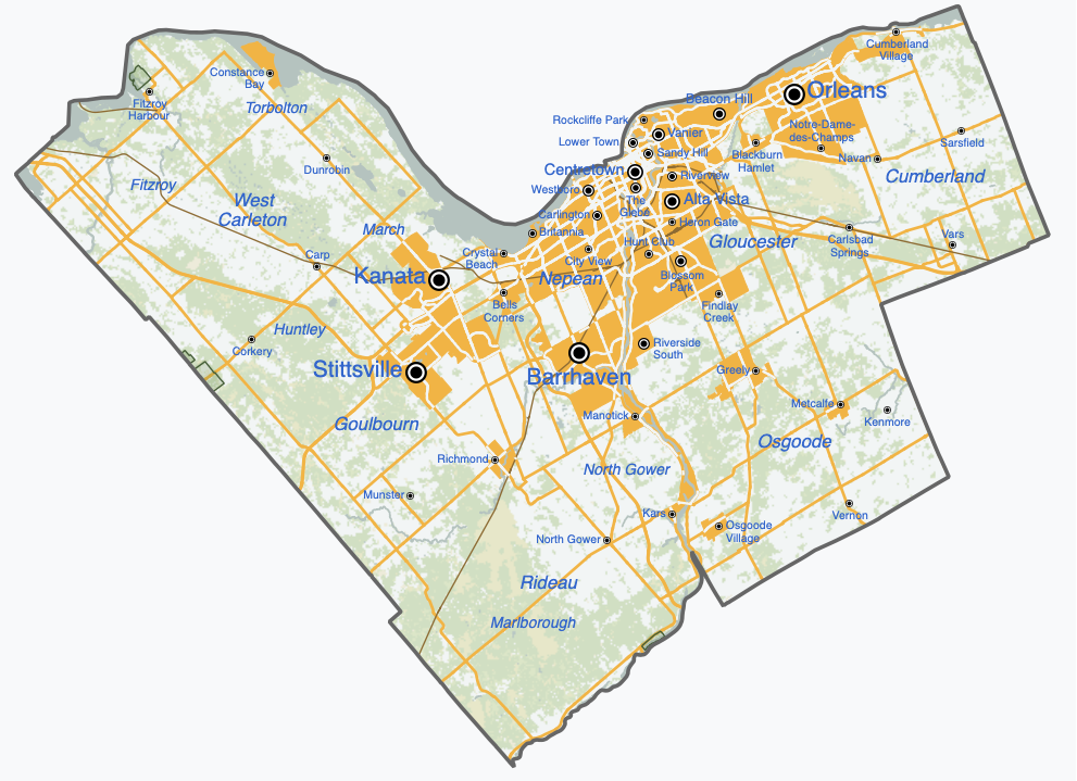 Ottawa Service Area Map
